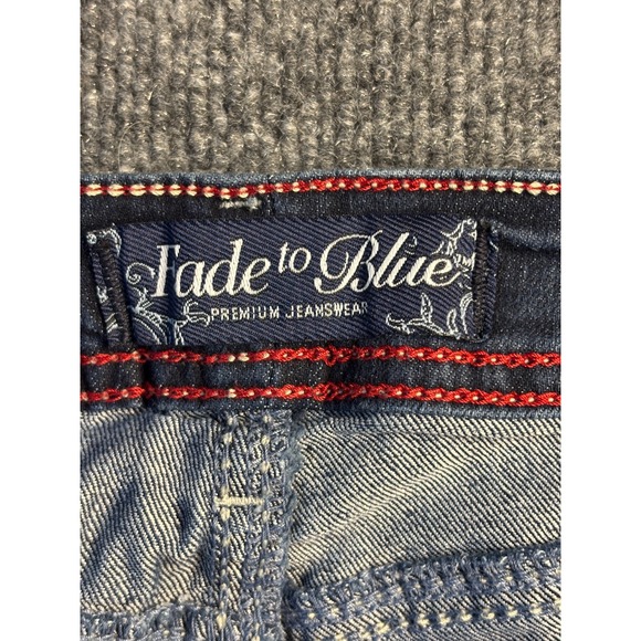 Fade To Blue Premium Jeans Women's 16W Blue Denim Crop Stretch Boho Straight Leg - Picture 3 of 10